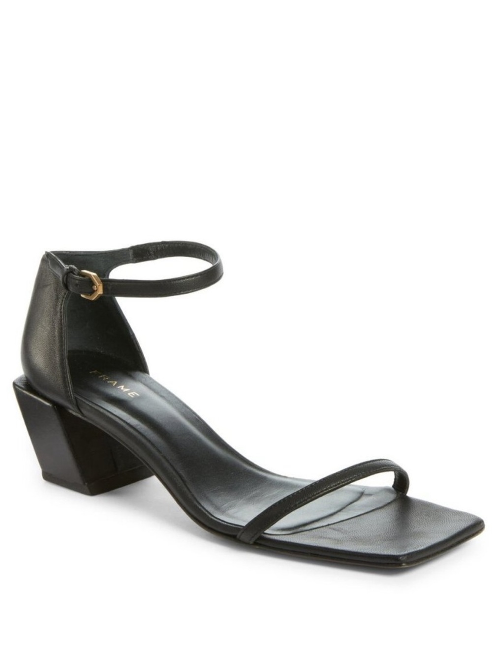 Frame Block Heel Sandal Black